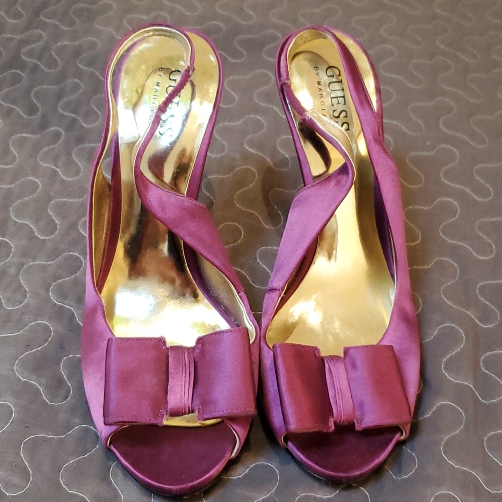 Opentoe bow purple satin